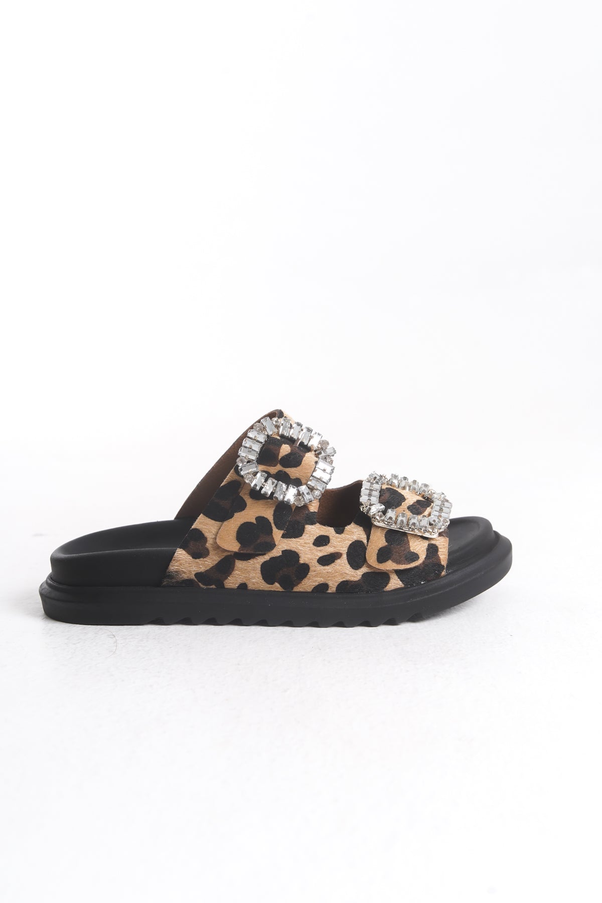 Leopar Taşlı Toka Detaylı Günlük Terlik