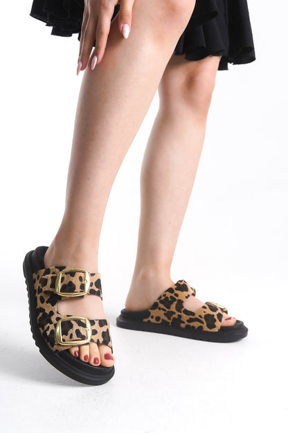 Leopar Toka Detaylı Günlük Terlik
